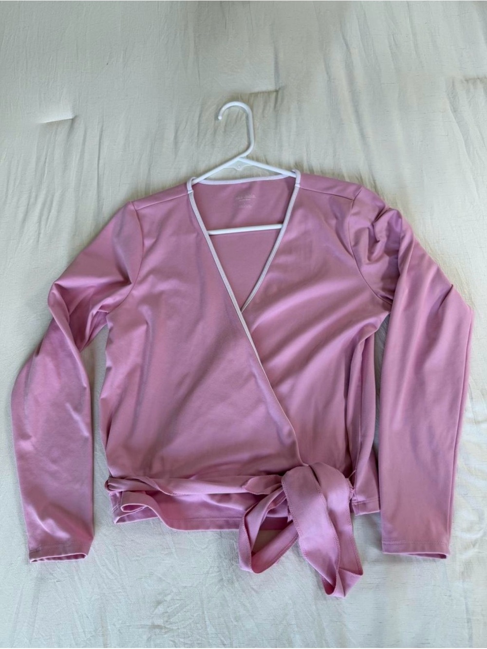 Pink long sleeve wrap top (worn twice)